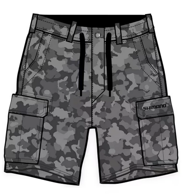 Shimano Kraťasy Cargo Shorts Grey Camo 