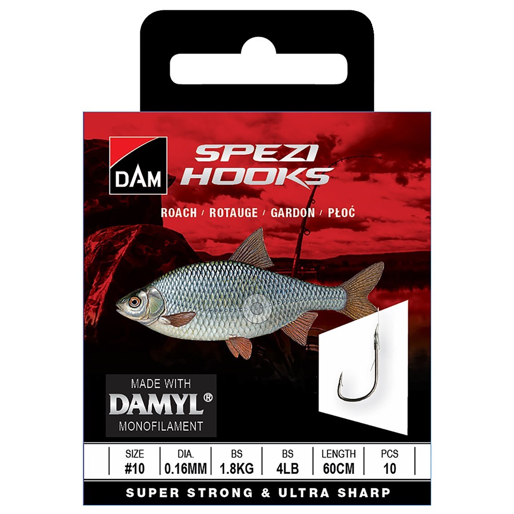 DAM Návazec Spezi Roach Velikost 18 0,10mm 0,9kg 2lb 60cm 10ks