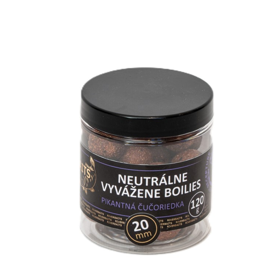 Riverbaits Neutrálně vyvážené boilies Pikantní borůvka 120g