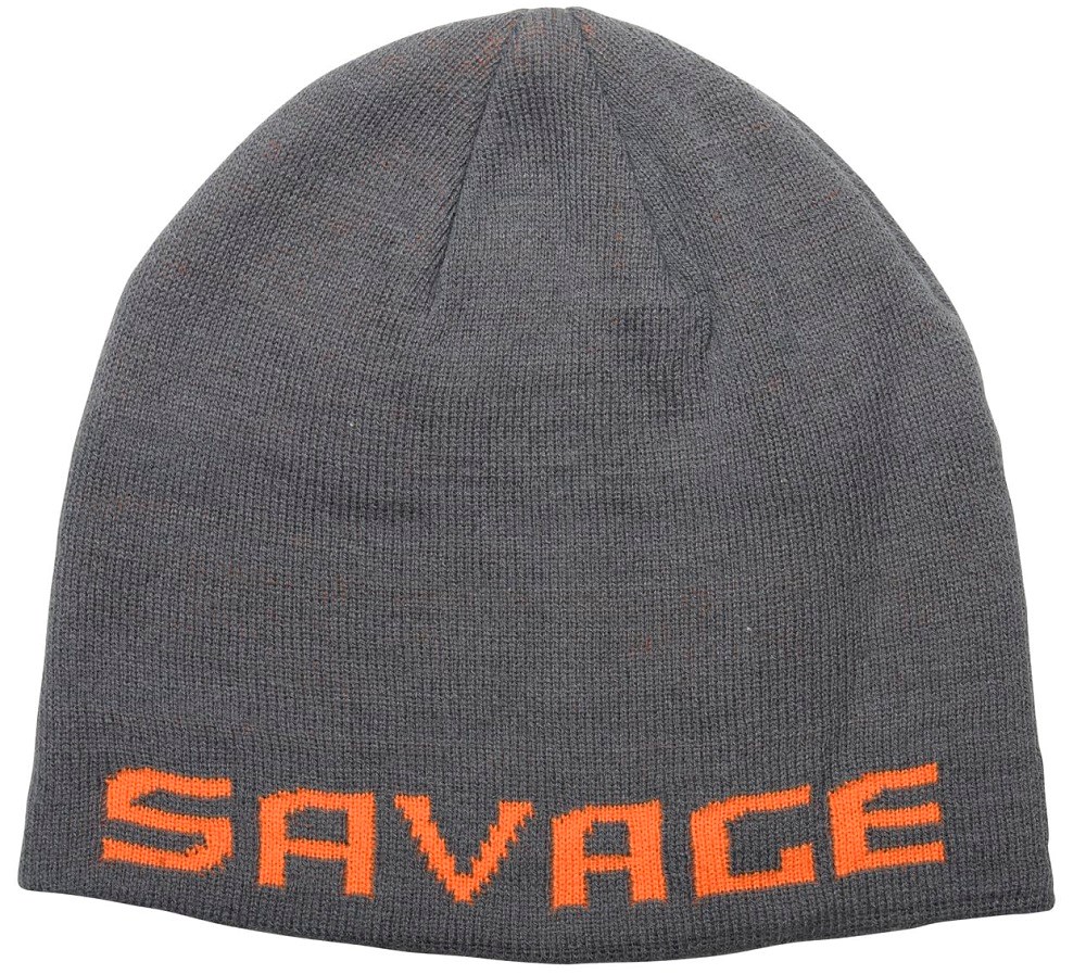 Savage Gear Čepice Logo Beanie One Size Rock Grey Orange