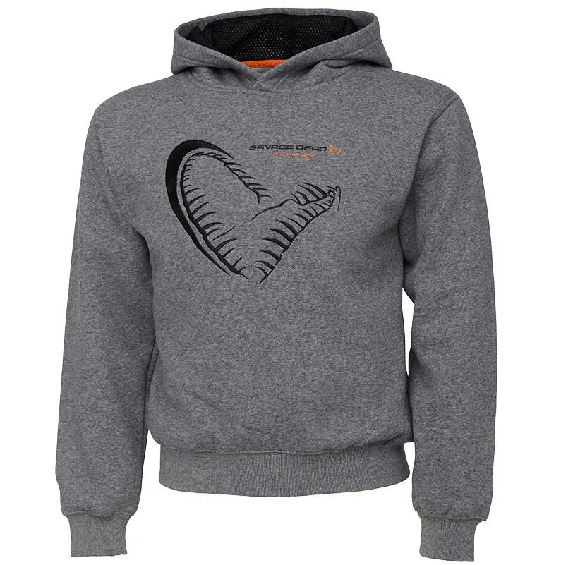 Savage Gear Mikina Junior Jaw Hoodie Grey Melange 