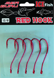 ICE fish Háček ice fish Red 6/0 - červený 6/0