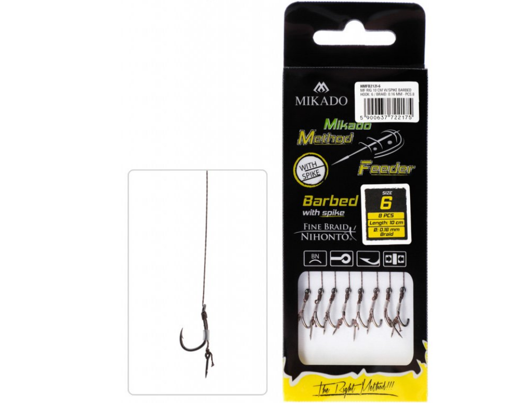 Mikado - Návazec - METHOD FEEDER 10 cm s trnem 0,12 mm/ č.12