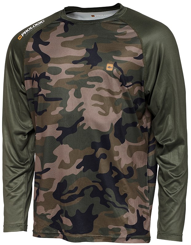 Prologic Triko UV Camo Long Sleeve T Shirt Camo Green - L